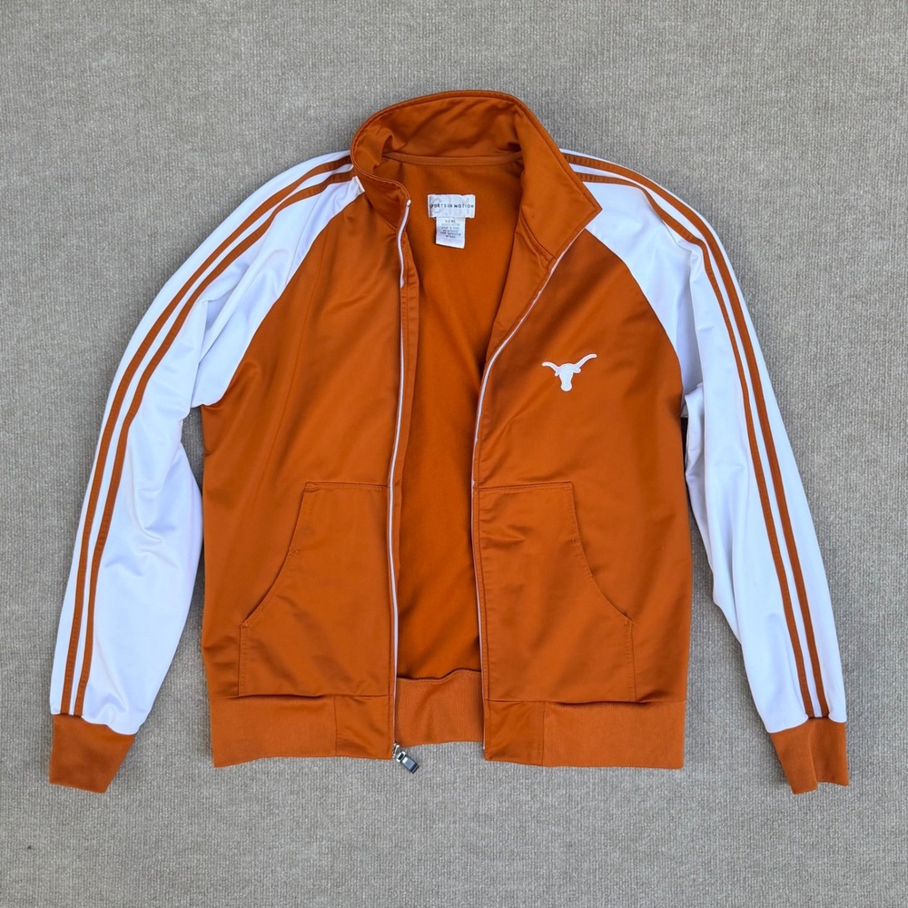Sports In Motion Texas Longhorns Track Jacket Burnt Orange White Mens XL